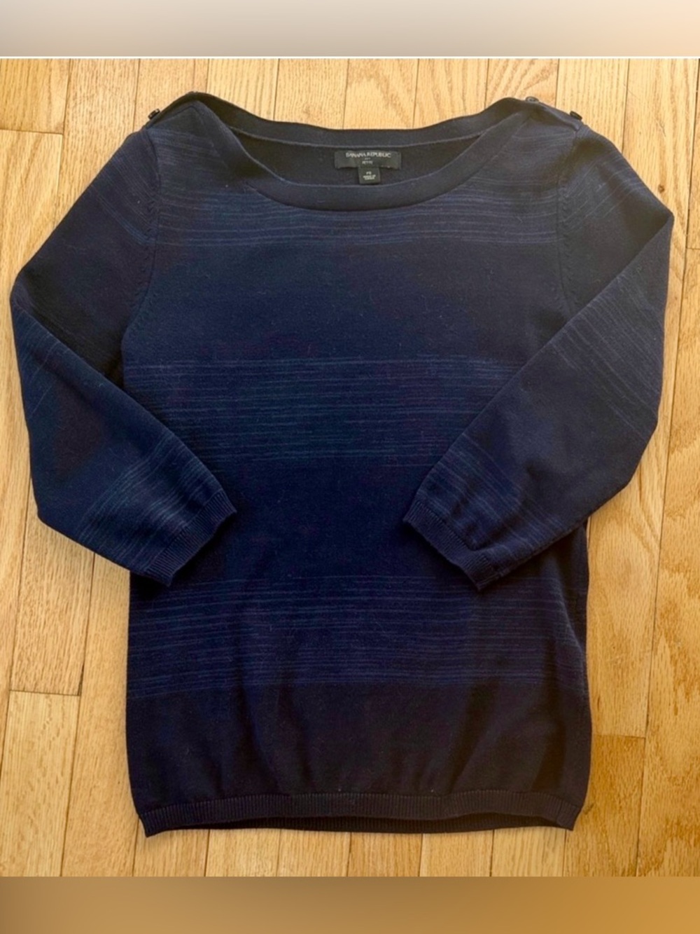 Banana Republic Navy Knit Sweater Petite Small 3/4 Sleeve Classic Work Top